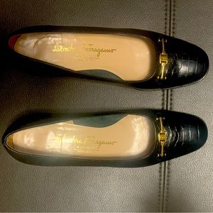 Salvatore Ferragamo 6.5 Black Leather heels